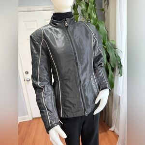 Harley-Davidson  Black Zip-Up Jacket with White Piping Size Medium